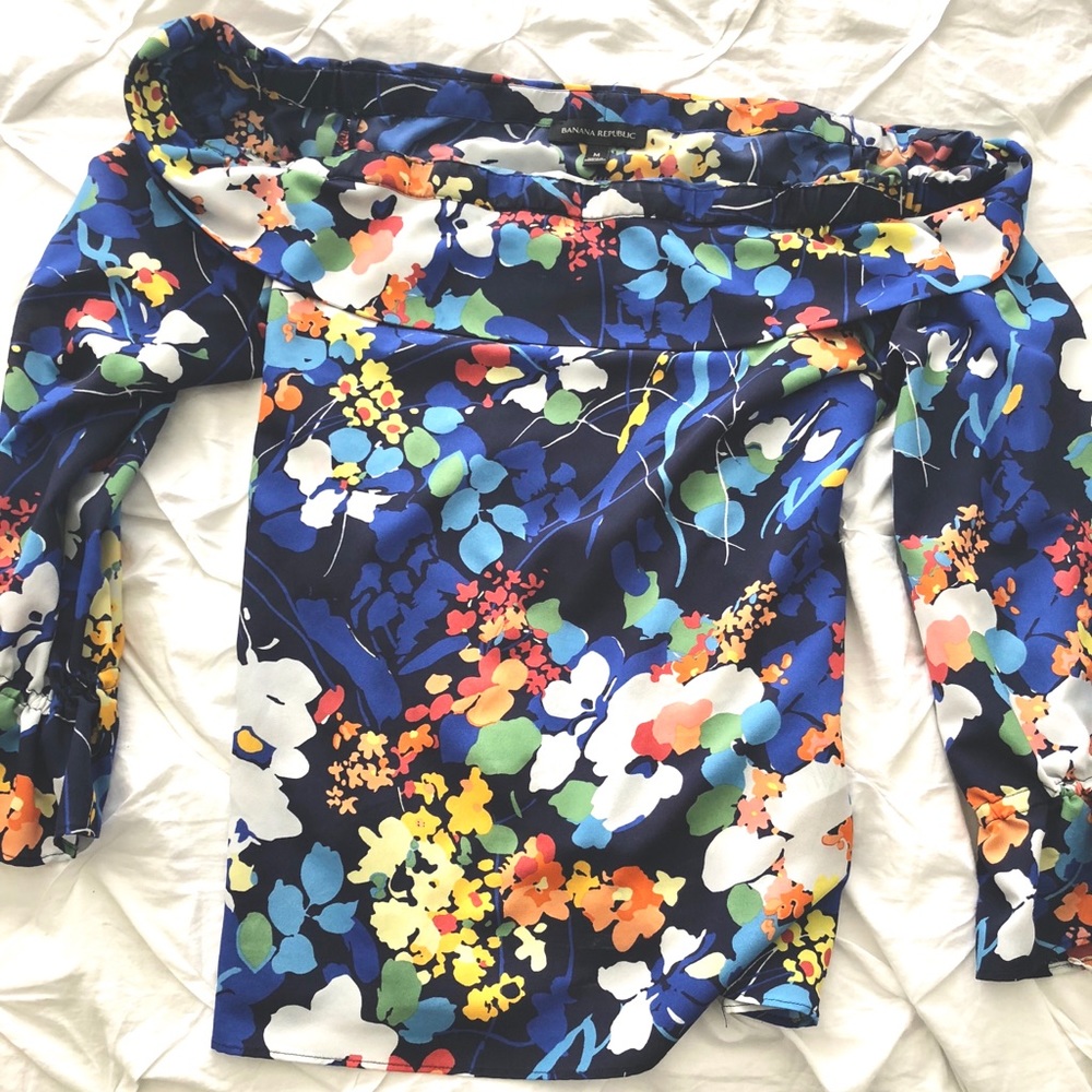 Banana Republic- floral off the shoulder blouse